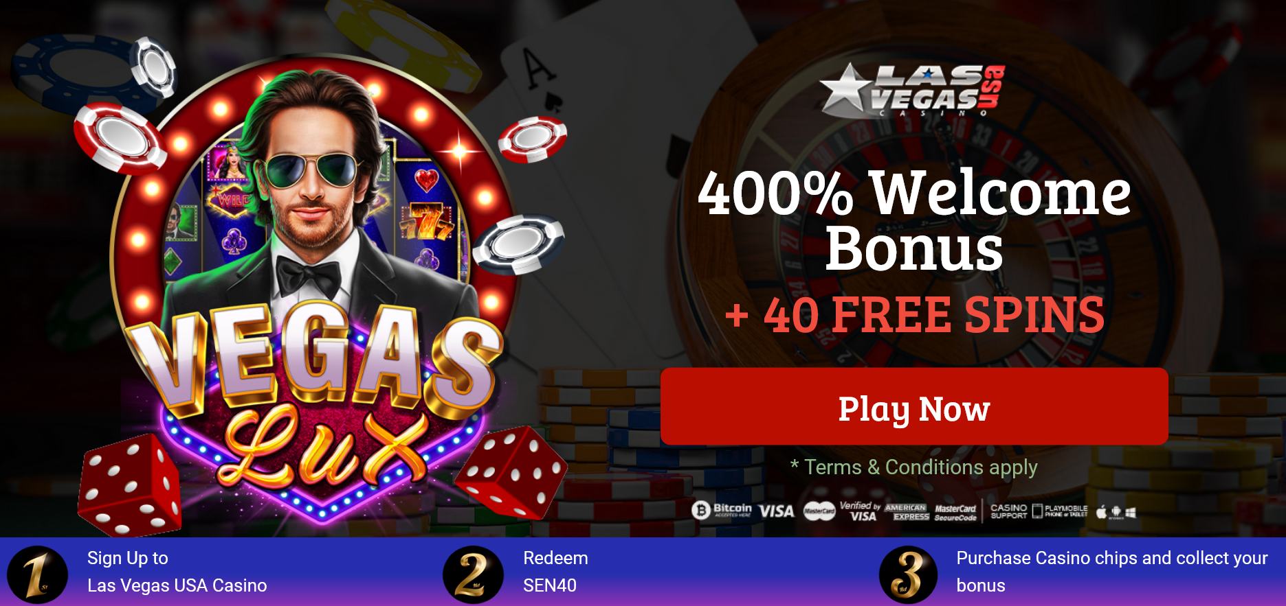 400% Welcome Bonus + 40 FREE SPINS