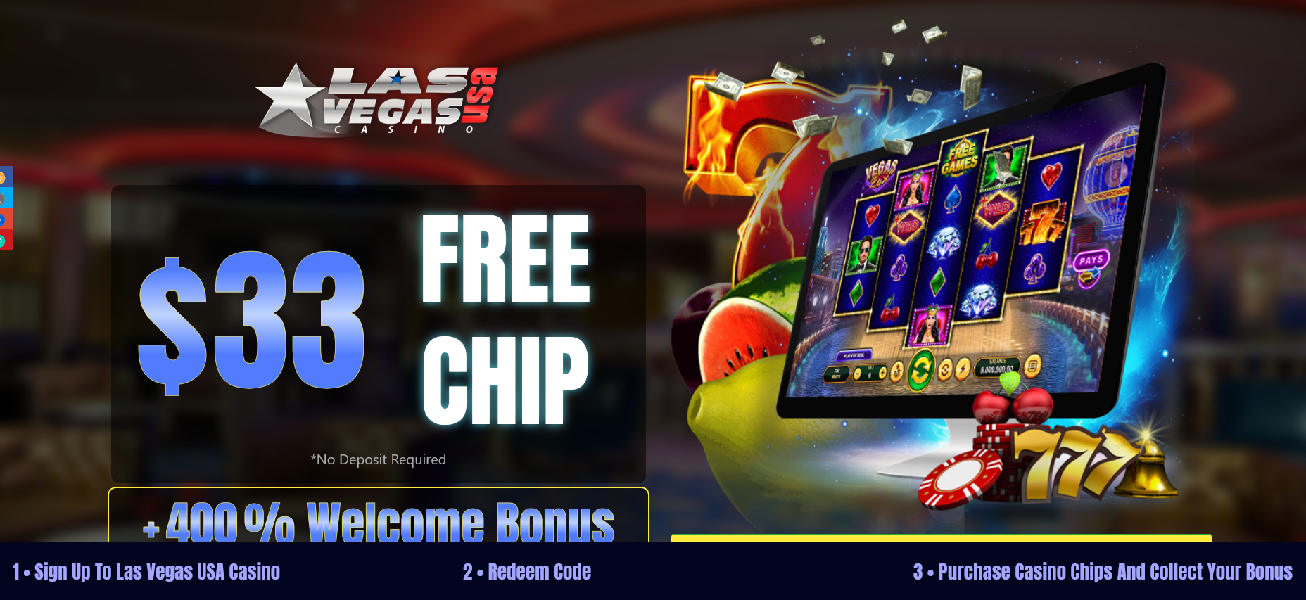 400% WELCOME BONUS +
                                            $33 FREE CHIP