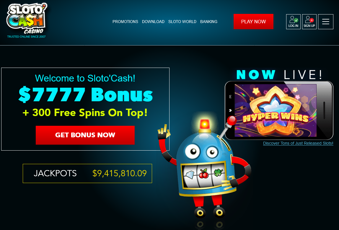 Welcome to
                                                Sloto'Cash! $7777 Bonus
                                                + 300 Free Spins On
                                                Top!